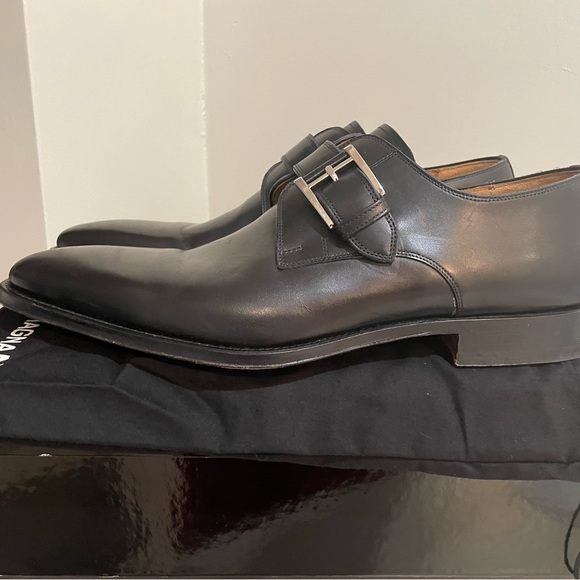 Magnanni Men\'s Marco II Single-Monk Leather Dress Shoes Black Size 10 main image 4